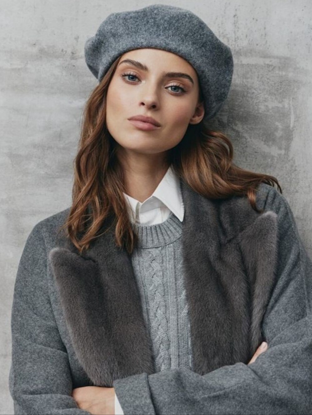 Classic Gray 100% Wool Beret - Picture 8 of 8